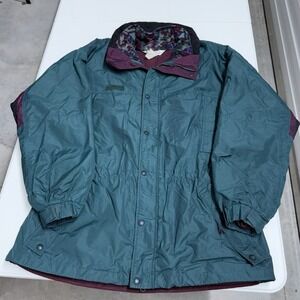 Vintage Columbia Bugaboo Jacket Shell womans XL Teal Purple Colorblock 90s